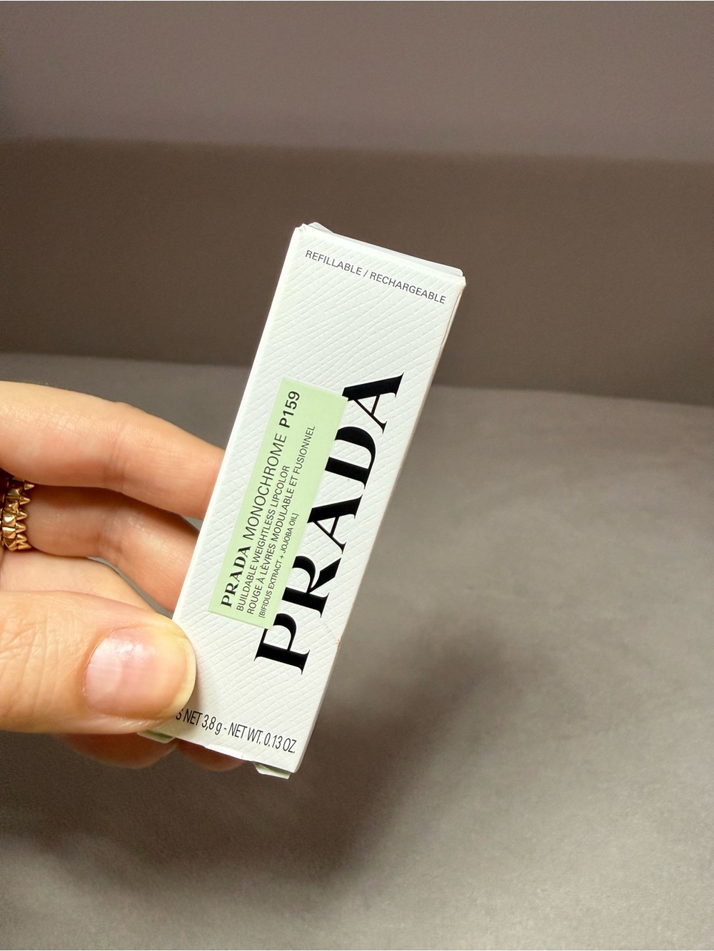 Prada Monochrome Soft Matte Lipstick - White Box with Light Green Label